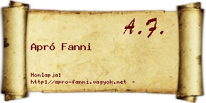 Apró Fanni névjegykártya
